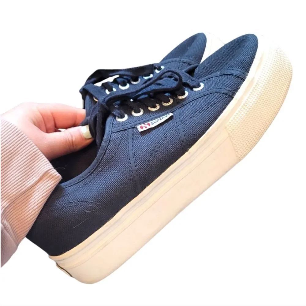 Superga Men's Navy Blue Platform Sneakers Size 7